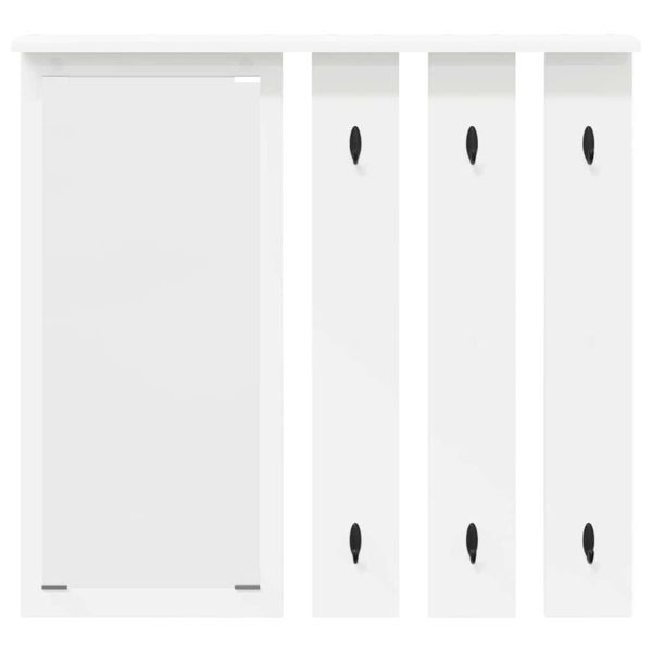 Стенен закачалка за палта Бяло 84 x 10 x 80 см Инженерно дърво