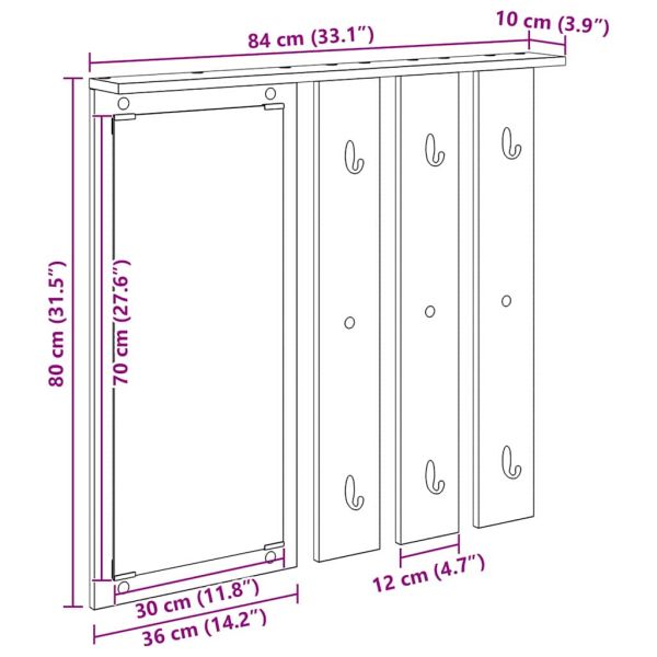 Стенен закачалка за палта Бяло 84 x 10 x 80 см Инженерно дърво