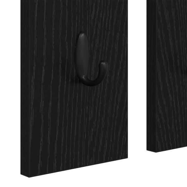 Стенен закачалка за палта с рафт Черен дъб 84 x 10 x 80 см