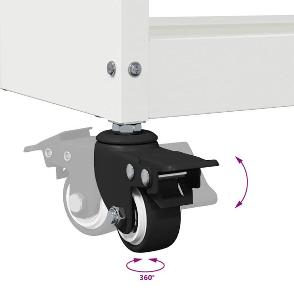 Карача за инструменти с рафт с колело Бяло 75 x 35 x 73 см