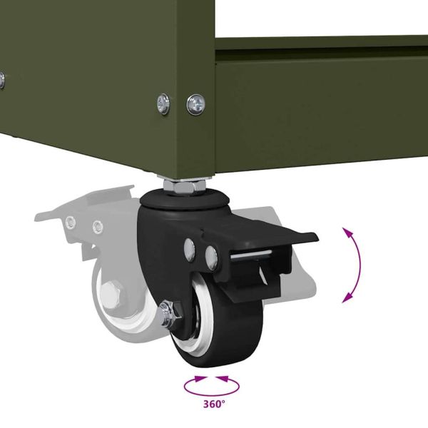 Карача за инструменти с рафт Маслиненозелен 75 x 35 x 73 см