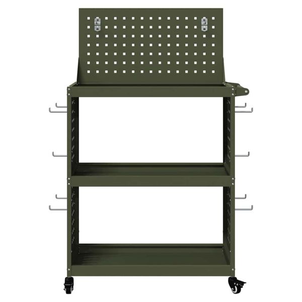 Карача за инструменти с рафт Маслиненозелен 65 x 35 x 111 см