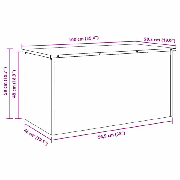 Кутия за съхранение на открито Черно 100 x 50,5 x 50 см Стомана