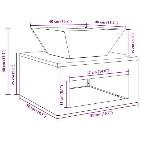 Огнище Черно 50 x 50 x 40 cm Стомана