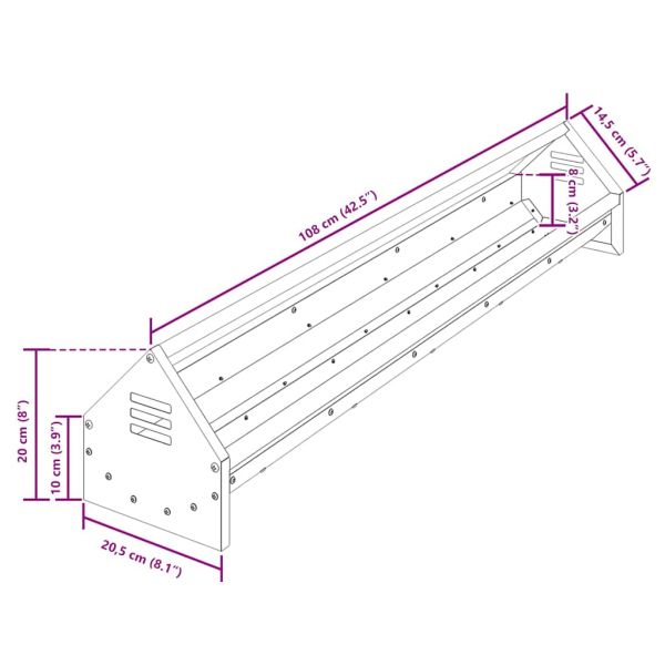 Хранилка за пилета Маслинено зелено 108 x 20,5 x 20 см