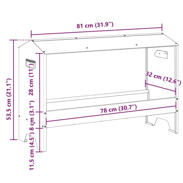 Хранилка за пилета Сребрист 81 x 32 x 53,5 см
