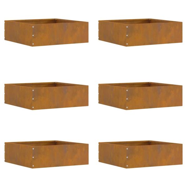 Ограда за трева 6 pcs Ръждясало 40 x 40 x 13 cm