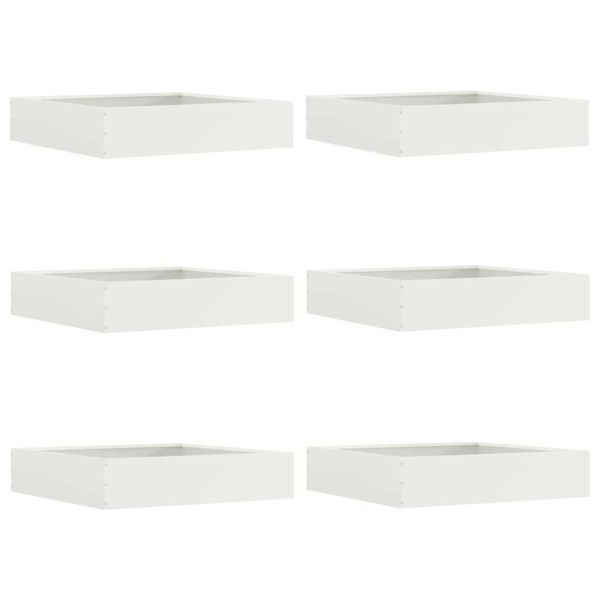 Ограда за трева 6 pcs Бяло 60 x 60 x 13 см Стомана