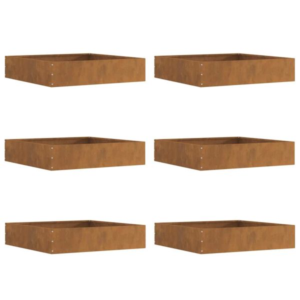 Ограда за трева 6 pcs Ръждясало 60 x 60 x 13 см