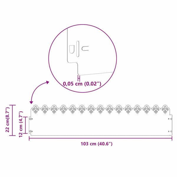 Ограничители за тревни площи 20 pcs Антрацит 103 x 0,05 x 22 см