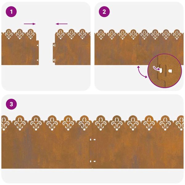 Ограничители за тревни площи 10 pcs Ръждясало