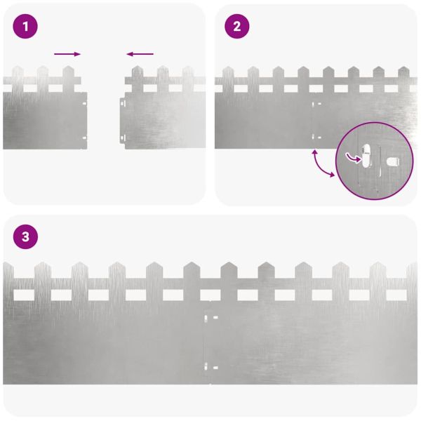 Ограничители за тревни площи 10 pcs Сребрист 103 x 0,05 x 22 см