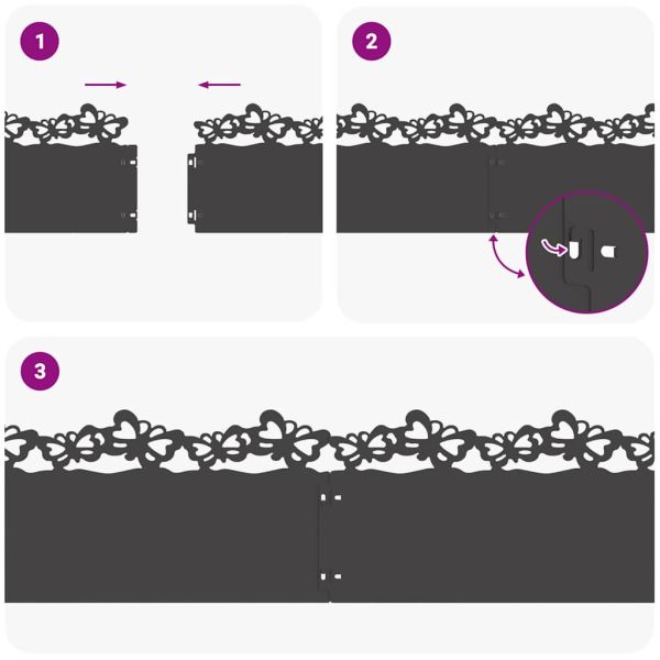 Ограничители за тревни площи 10 pcs Черно 103 x 0,05 x 22 см