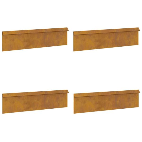 Оградка за охлюви 4 pcs Ръждясало 100 x 3,5 x 25 см