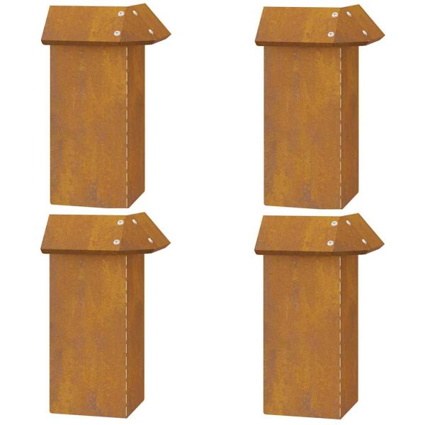 Оградка за охлюви 4 pcs Ръждясало 13,5 x 13,5 x 25 см