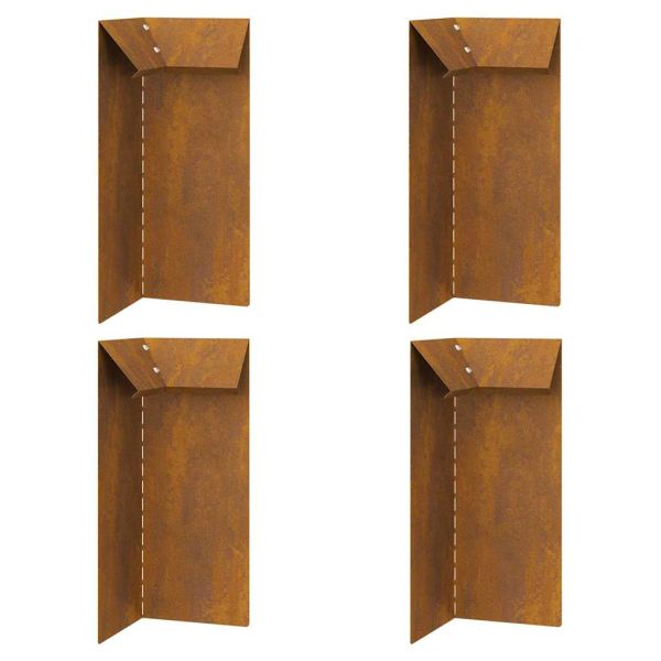 Оградка за охлюви 4 pcs Ръждясало 10 x 10 x 25 см