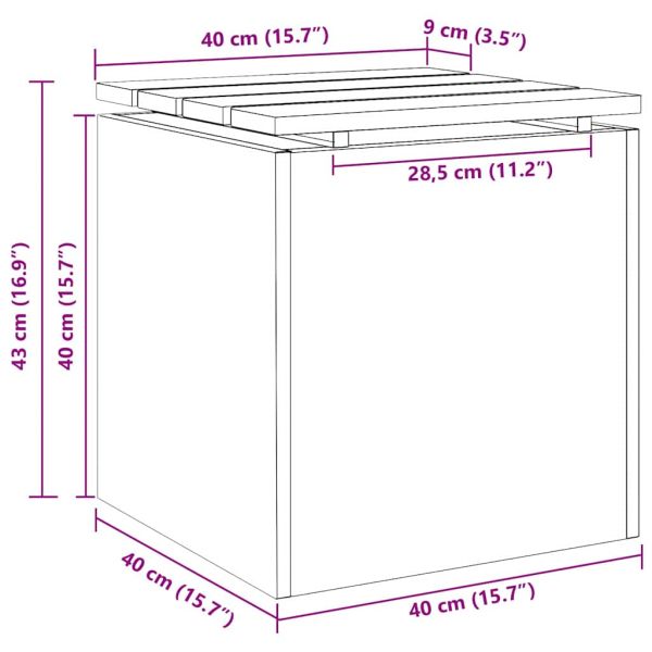 Градинска пейка Сребрист 40 x 40 x 43 cm Неръждаема стомана