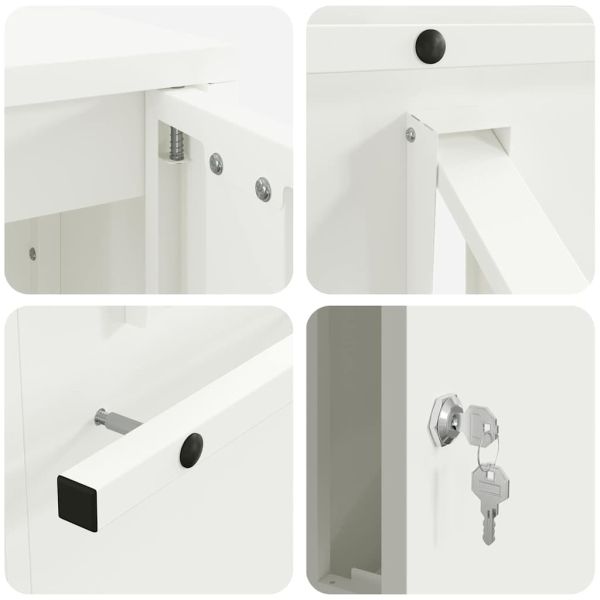 Пощенска кутия със съхранение Бяло 30 x 20 x 55 см Стомана