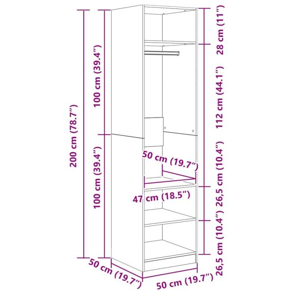 Гардероб със съхранение Старо дърво Инженерно дърво