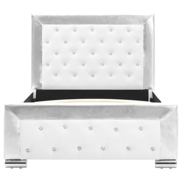 Рамка за легло, бяла, изкуствена кожа, 90x200 cм