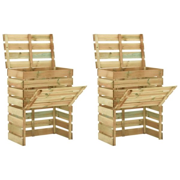 Градински ламелни компостери 2 бр 80x50x100 см импрегниран бор