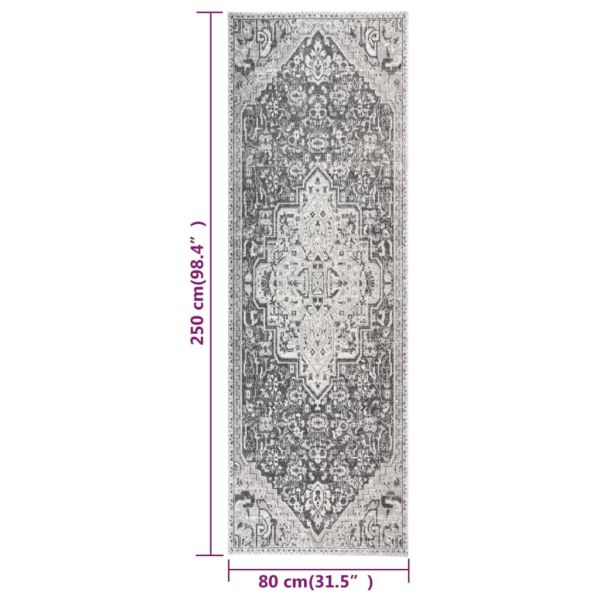 Външен килим, плоскотъкан, 80x250 см, светлосив