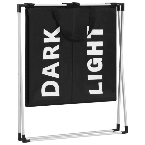 Кош за сортиране на пране с 2 секции, черен