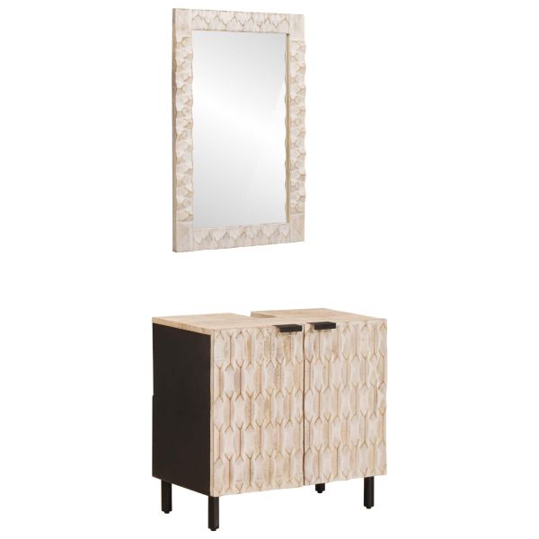 Комплекти за баня Финал на бяло измиване Солидно мангово дърво