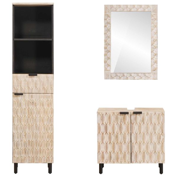 Комплекти за баня Финал на бяло измиване Солидно мангово дърво