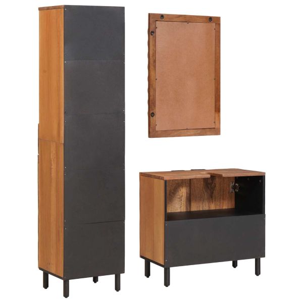 Комплекти за баня с рафт Кафяво акацие Солидно мангово дърво