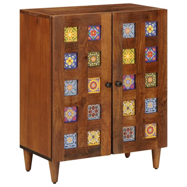 Служебен шкаф 3 pcs Орех Солидно мангово дърво