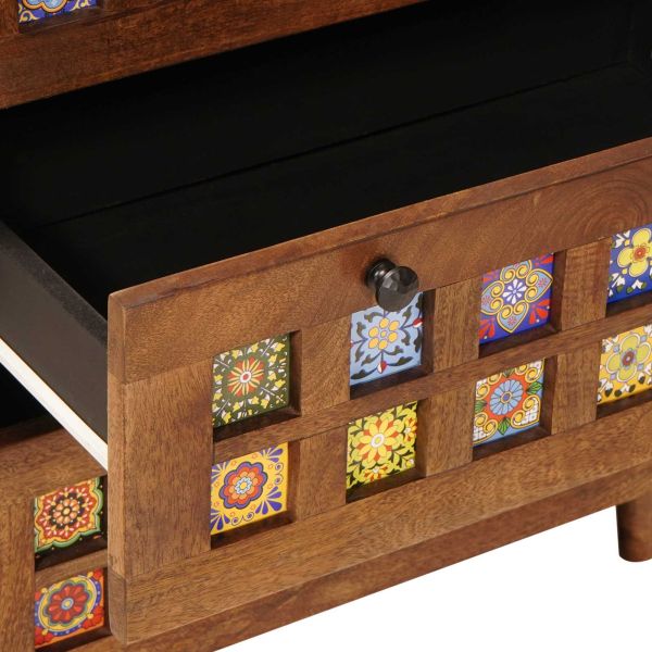 Служебен шкаф 3 pcs Орех Солидно мангово дърво