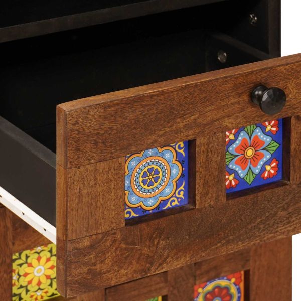 Комплект мебели за баня с рафт 4 pcs Орех Солидно мангово дърво