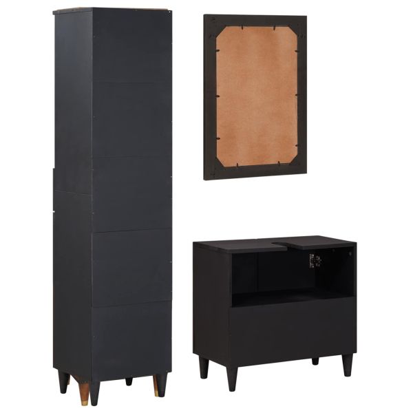 Комплект шкафове за баня с чекмедже 3 pcs Солидно мангово дърво