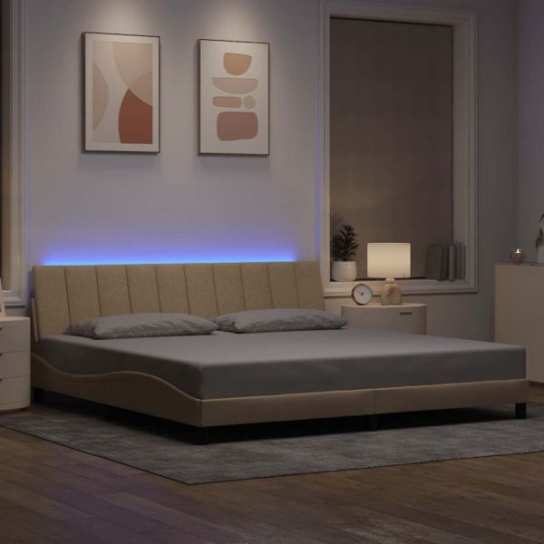 Рамка за легло без матрак Hanko, кремава, 200x200 см, плат