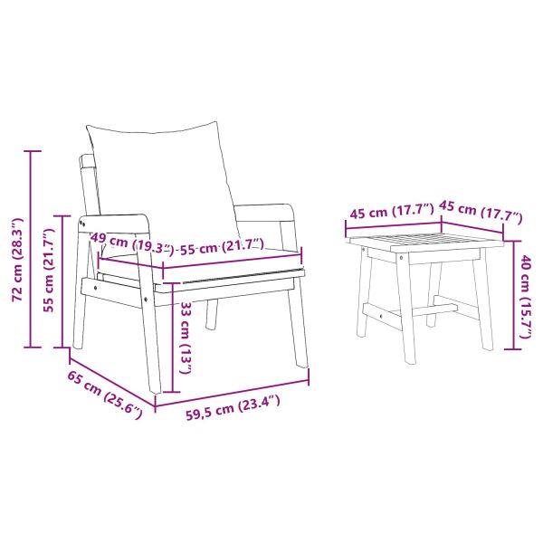 Бистро комплект с възглавница 5 pcs Кафяво 59.5 x 65 x 72 см