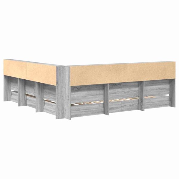 Легло с библиотека Сив сонома 180 x 200 cm Инженерно дърво