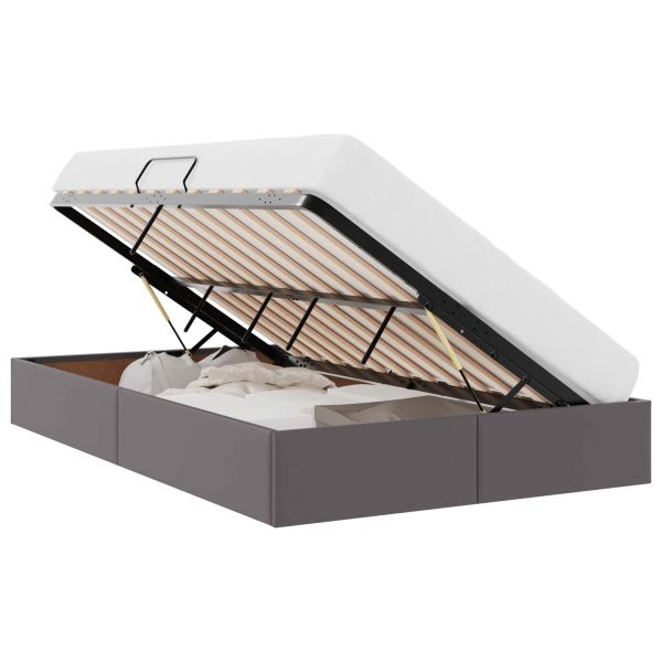 Легло с място за съхранение Сив 120 x 190 cm Изкуствена