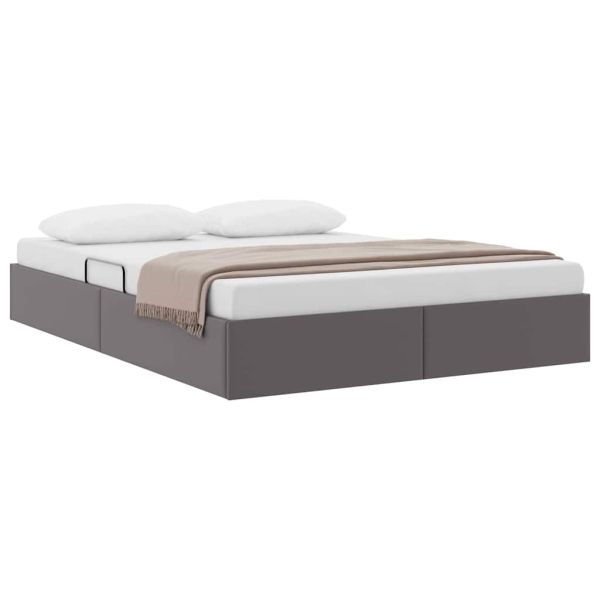Легло с място за съхранение Сив 140 x 200 cm Изкуствена