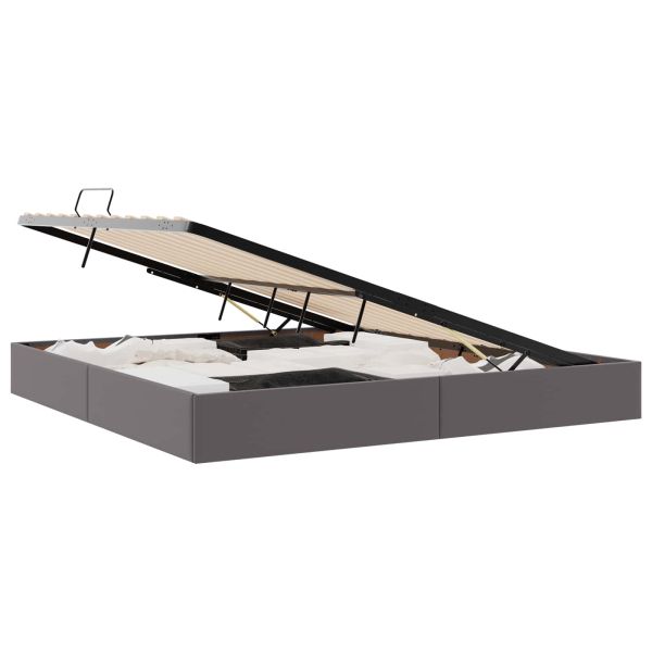 Легло с място за съхранение Сив 200 x 200 cm Изкуствена