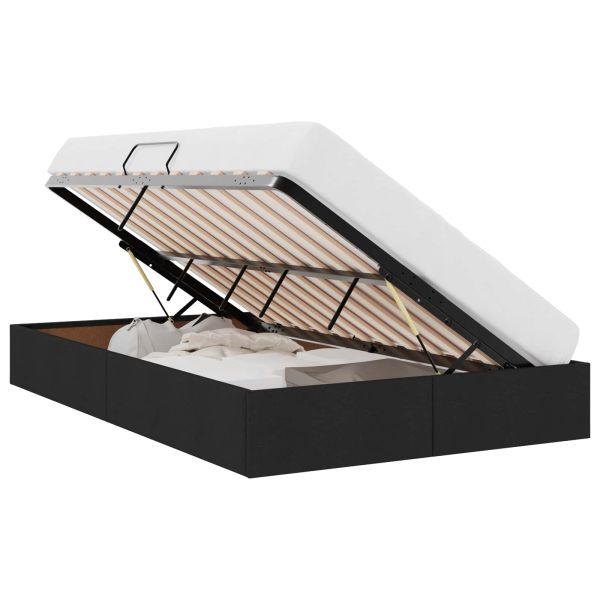 Легло с място за съхранение с матрак Черно 120 x 200 cm текстил