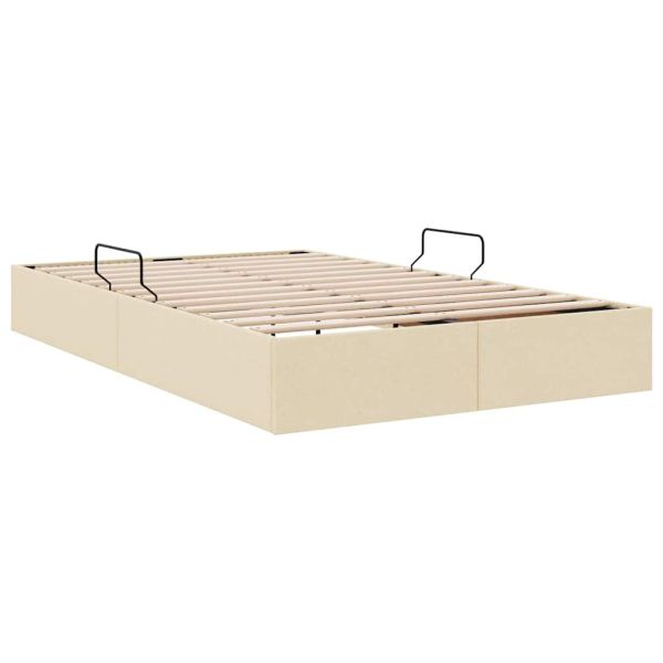 Легло с място за съхранение Кремав 120 x 200 cm текстил