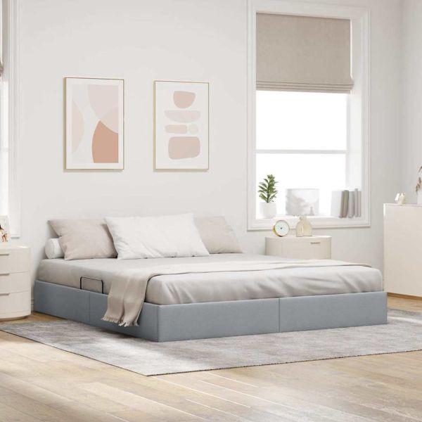 Легло с място за съхранение Светлосиво 160 x 200 cm текстил