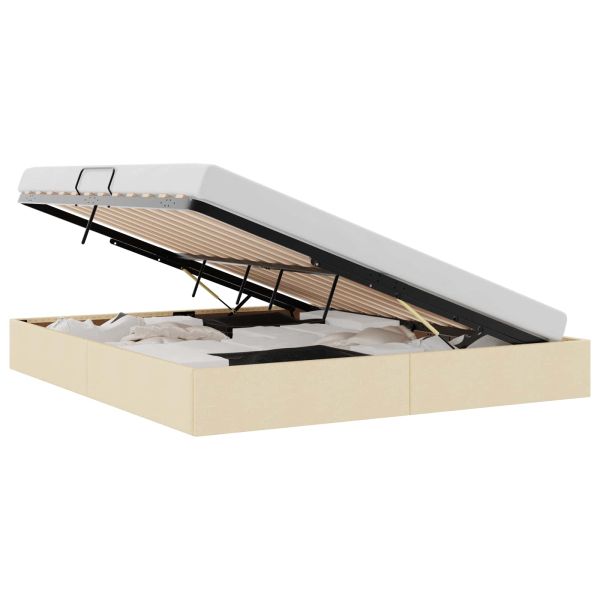 Легло с място за съхранение Кремав 160 x 200 cm текстил