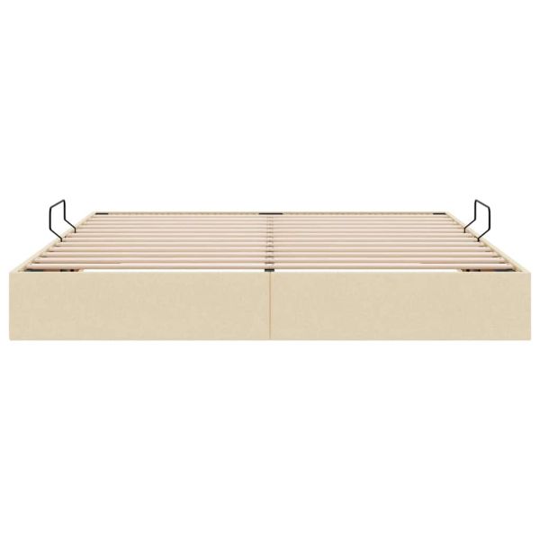 Легло с място за съхранение Кремав 160 x 200 cm текстил