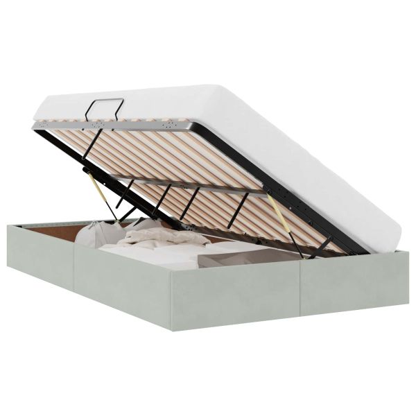 Легло с място за съхранение Светлосиво 120 x 200 cm Кадифе