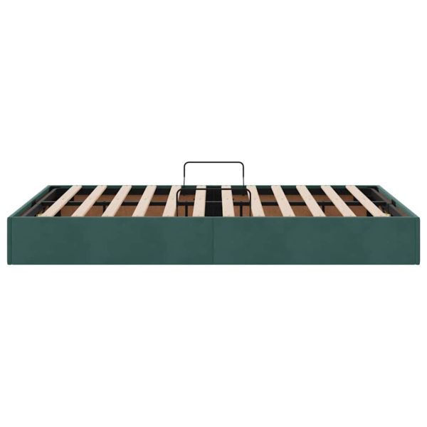 Легло с място за съхранение Тъмен зелен 120 x 200 cm Кадифе