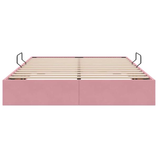 Легло с място за съхранение с матрак Розово 140 x 190 cm Кадифе