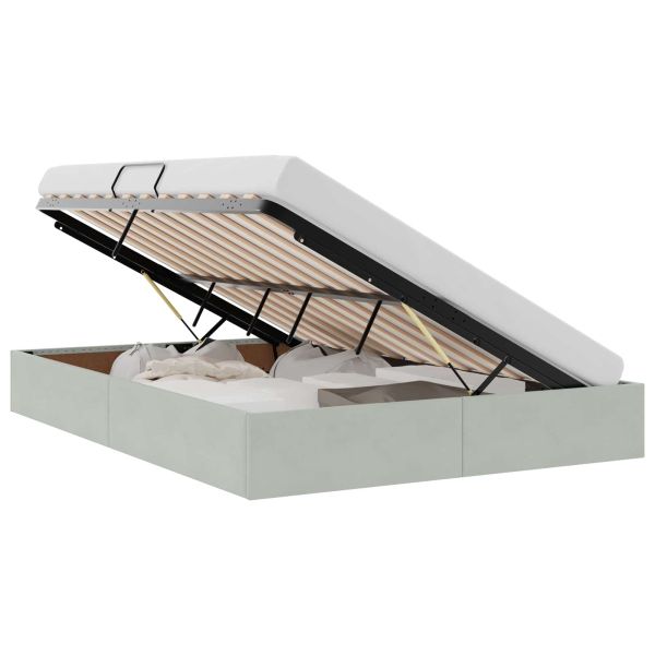 Легло с място за съхранение Светлосиво 140 x 200 cm Кадифе