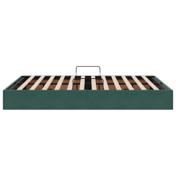 Легло с място за съхранение Тъмен зелен 140 x 200 cm Кадифе